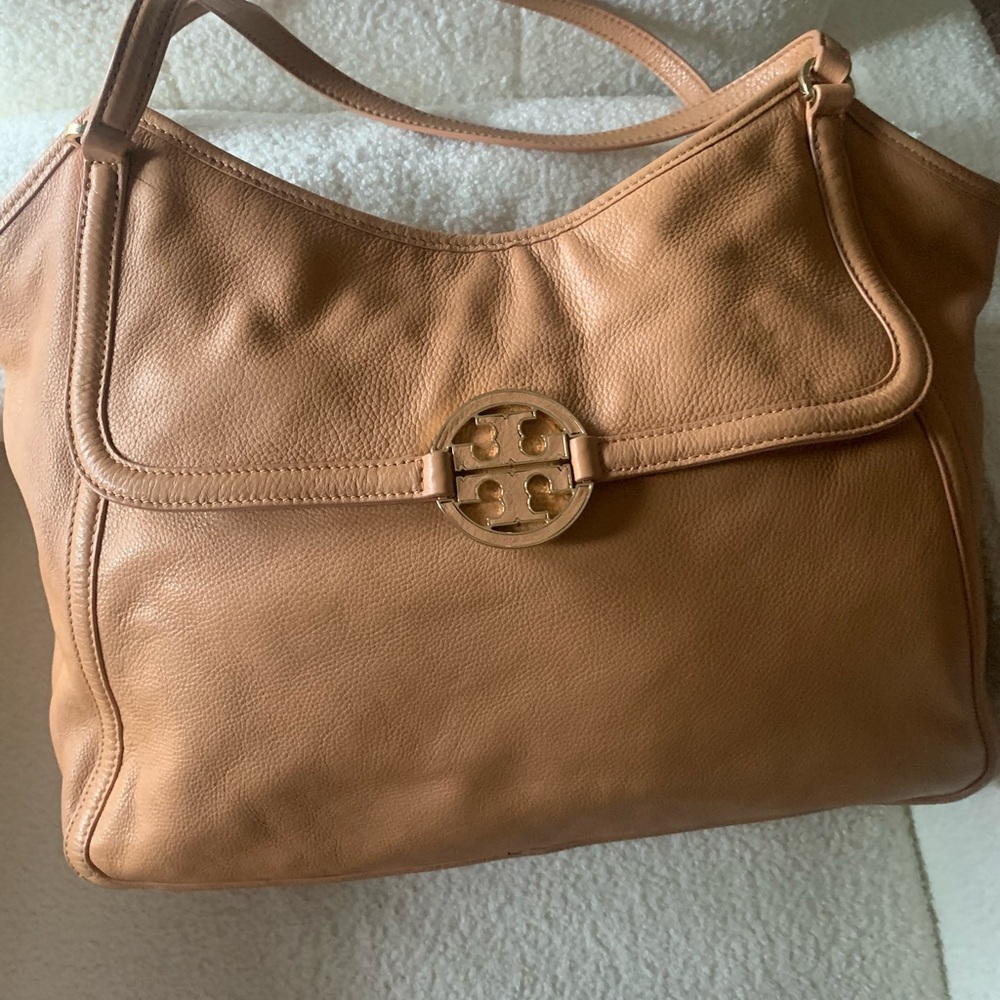 ❤️Tory Burch Large Camel Leather Shoulder Bag